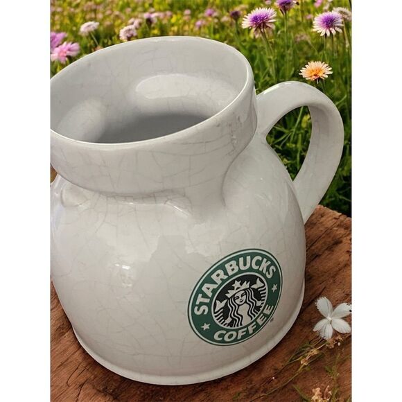 Starbucks Mermaid Siren Logo Chubby Wide Bottom Ceramic Large Mug Coffee Cup - Picture 6 of 7